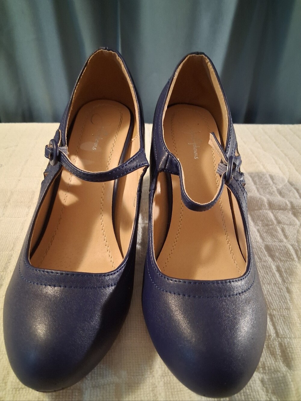 J Adams Pixie Navy Mary Jane Women's Kitten Heels